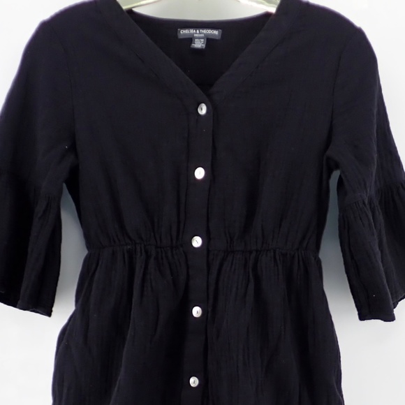 Chelsea & Theodore Women's Cotton Gauze Tiered Button Up Midi Dress XS ~Extra SM - Picture 7 of 7